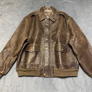 American Hide & Leather Jacket Mens XL Brown Ribbed Hem Lined Outdoor Workwear